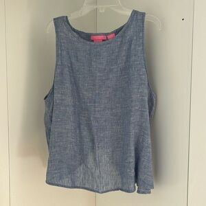 FINAL SALE Isaac Mizrahi Linen Tank, light blue and gorgeous!
